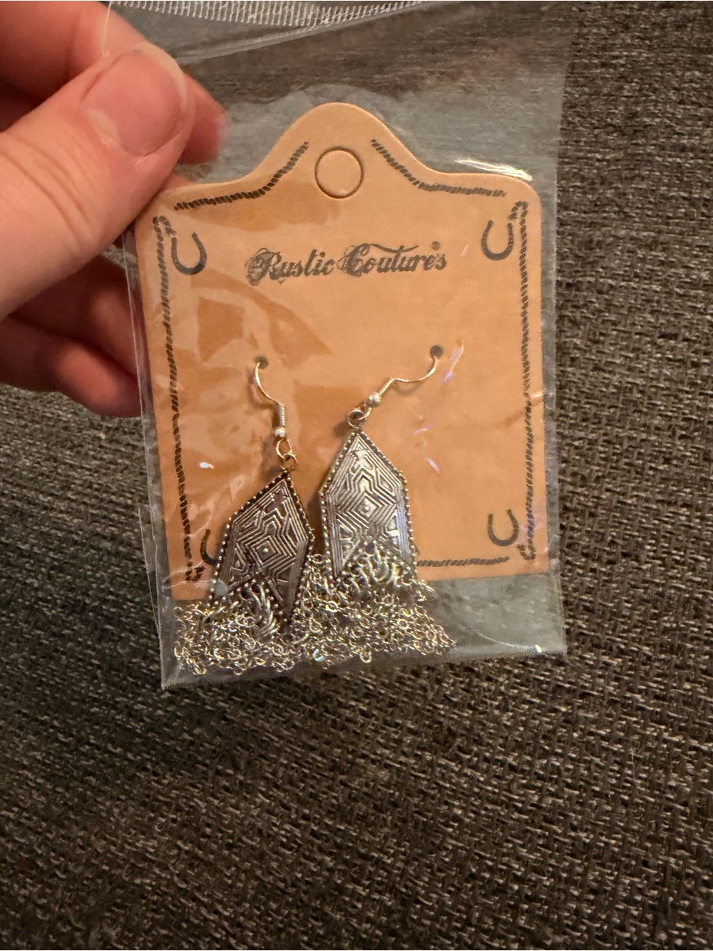 Silver Geometric Tassel Drop Earrings
